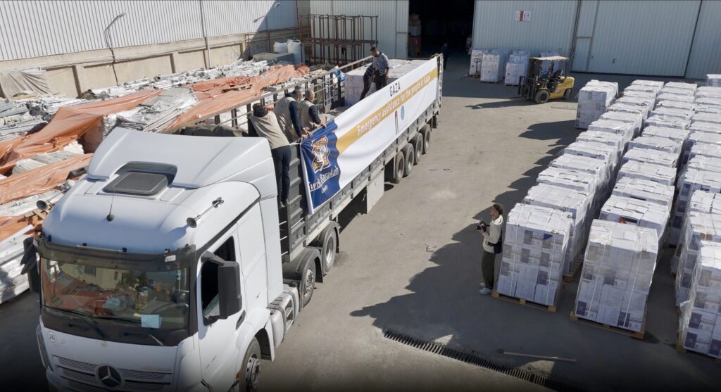 Truck full of humanitarian aid for Gaza